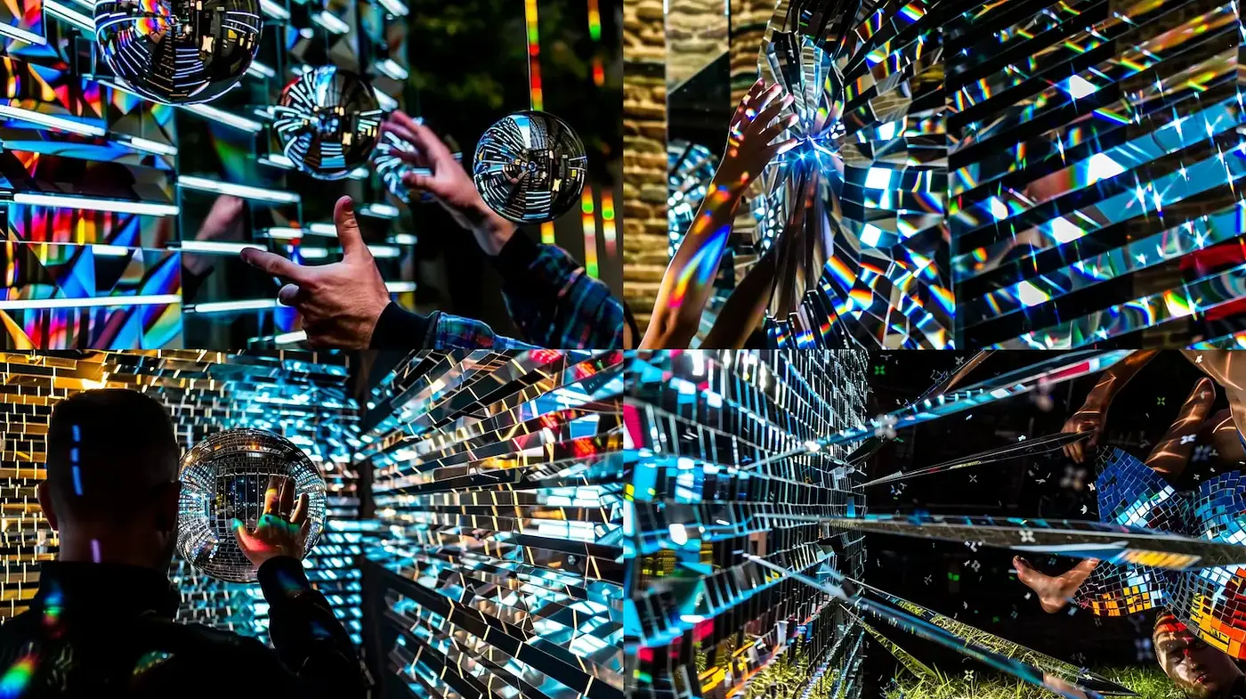 Vivid Reflections and Dynamic Textures in an Abstract Exploration - Midjourney sref style