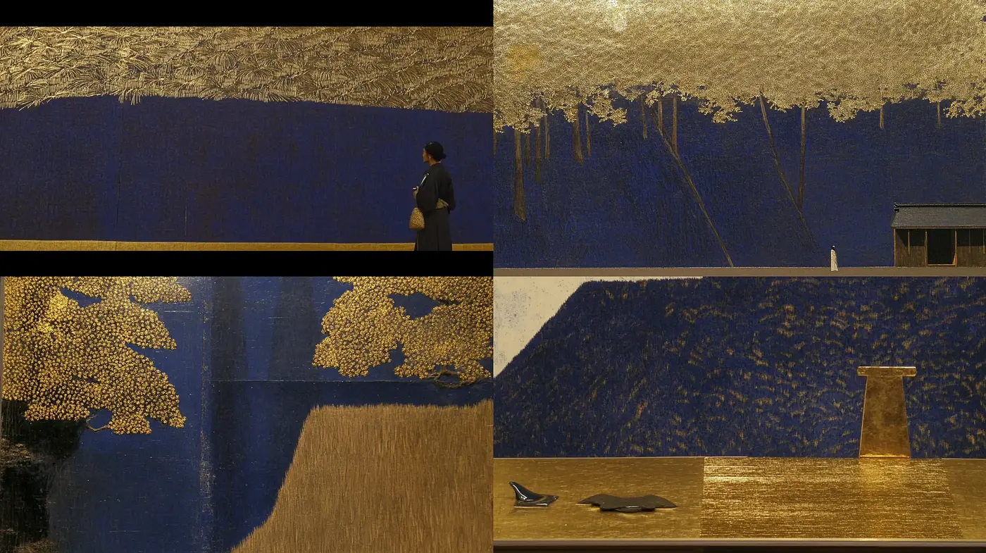 Dusk Hues with Textured Contrast in a Serene Setting - Midjourney sref style