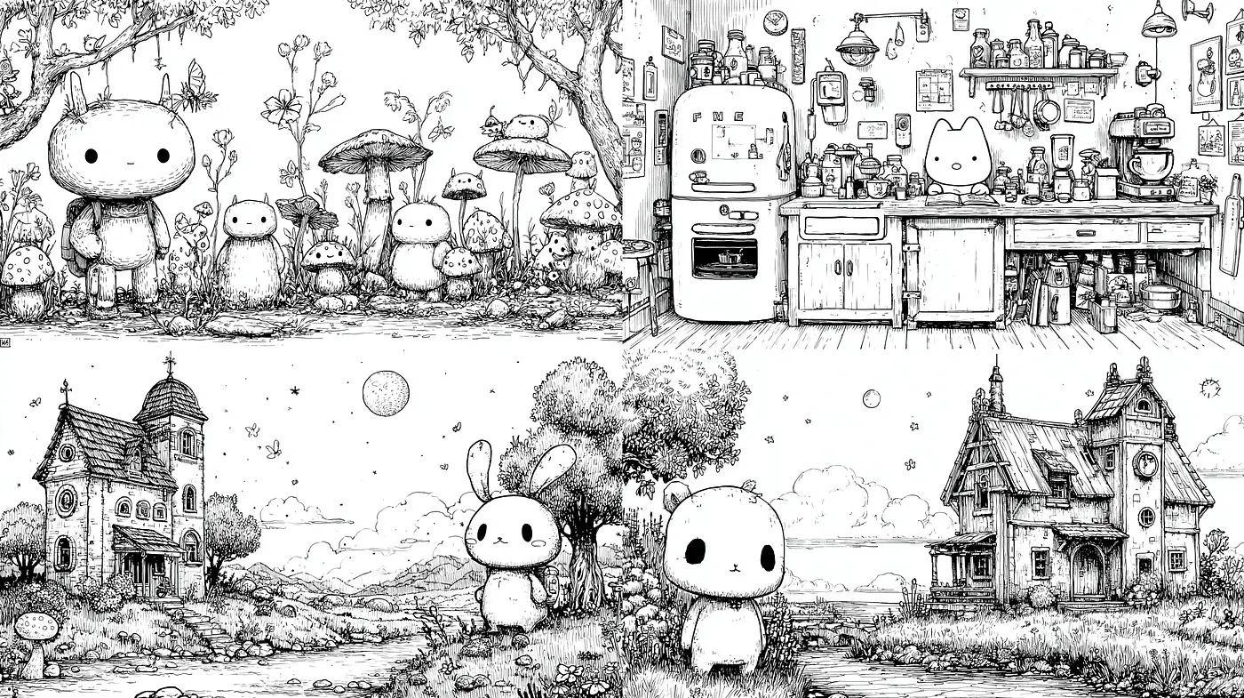 Whimsical Minimalist Illustrations with a Touch of Nostalgia - Midjourney sref style