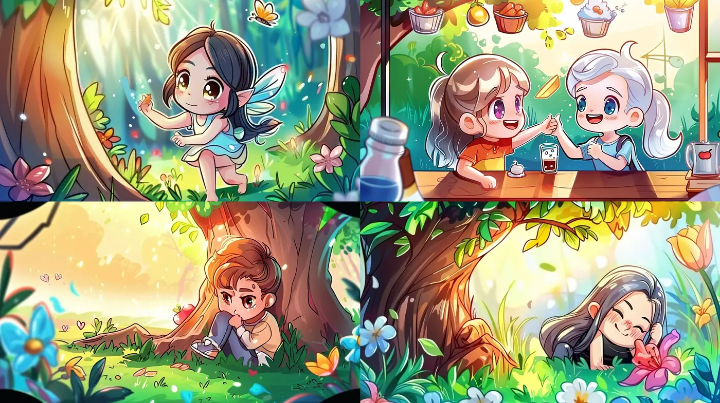 Enchanted Whimsy: A Harmonious Blend of Lively Pastels and Anime-Inspired Serenity - Midjourney sref style