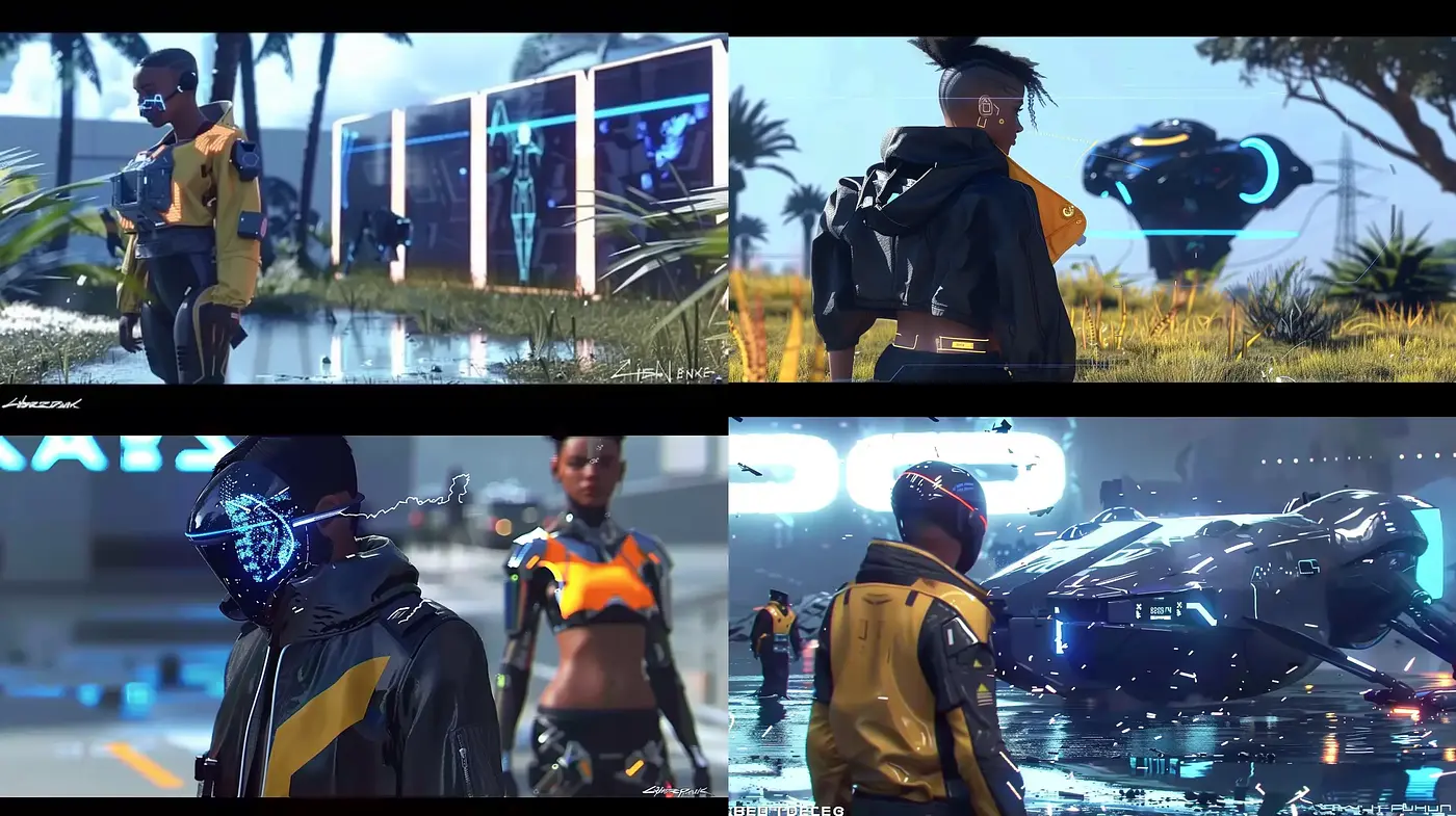 Futuristic Cyberpunk Essence with a Cinematic Neon Vibe - Midjourney sref style