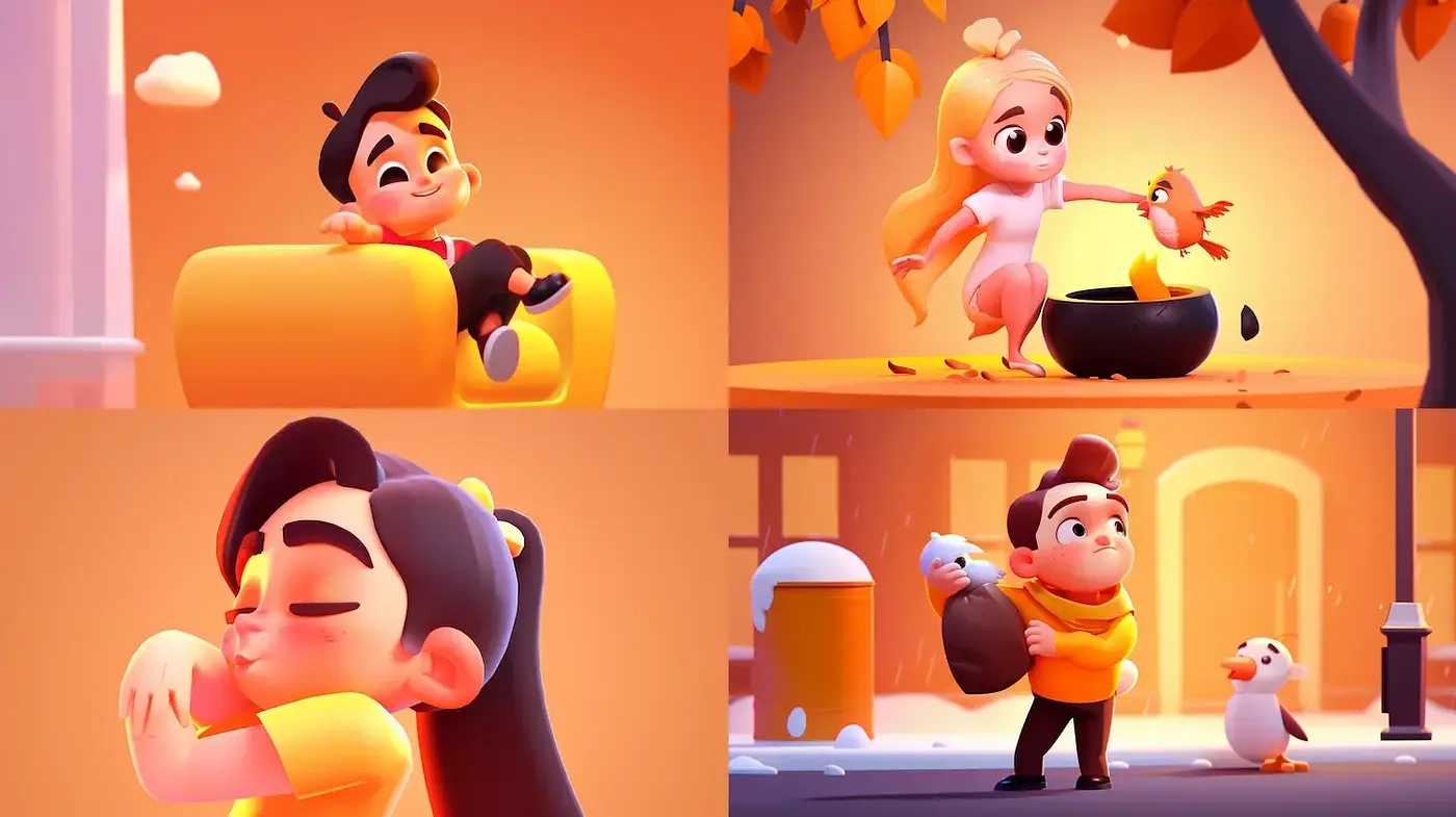 Charming and Playful Animated Aesthetic with Warm Tones - Midjourney sref style