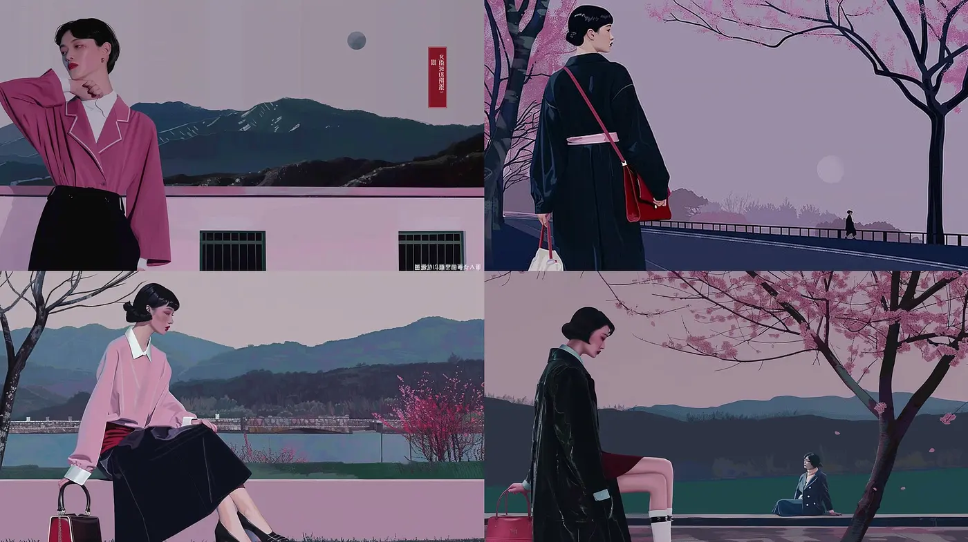 Serene Twilight Hues: An Homage to Eastern Illustrative Aesthetics - Midjourney sref style