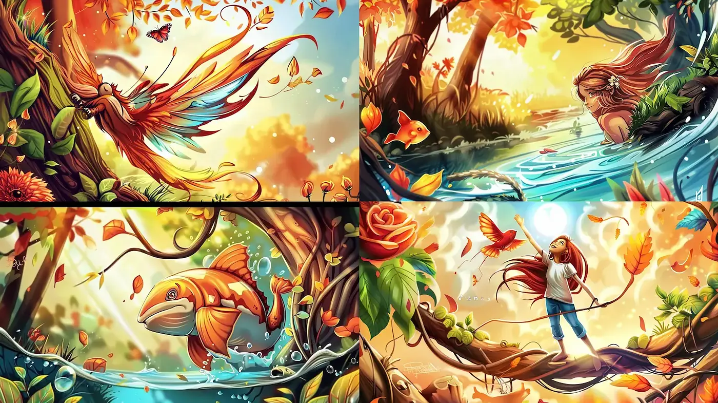 Whimsical Fantastical Nature Art with Lively Colors - Midjourney sref style
