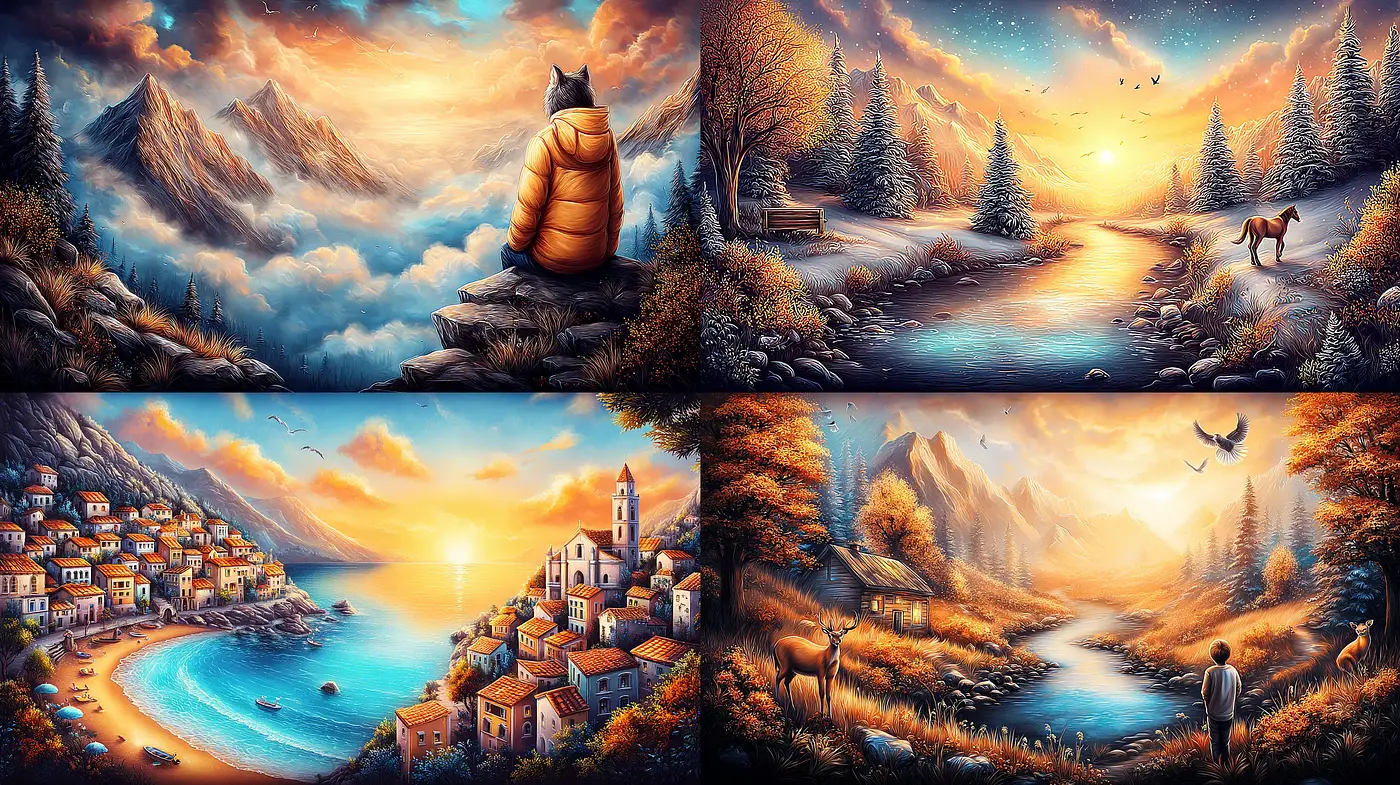 Harmonious Landscapes with a Vibrant, Dreamlike Quality - Midjourney sref style