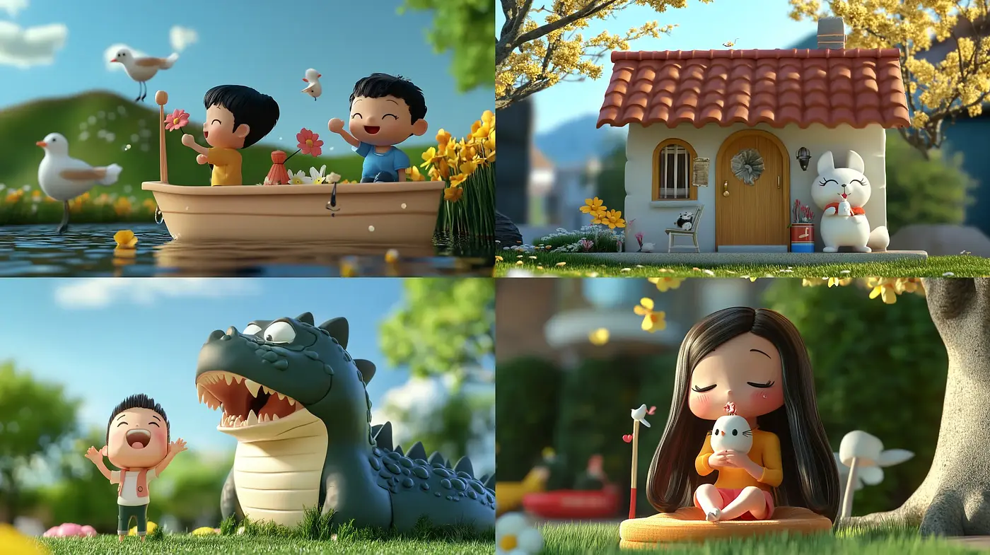 Sunlit Whimsy: Serenity and Joy in Lush Animated Scenarios - Midjourney sref style
