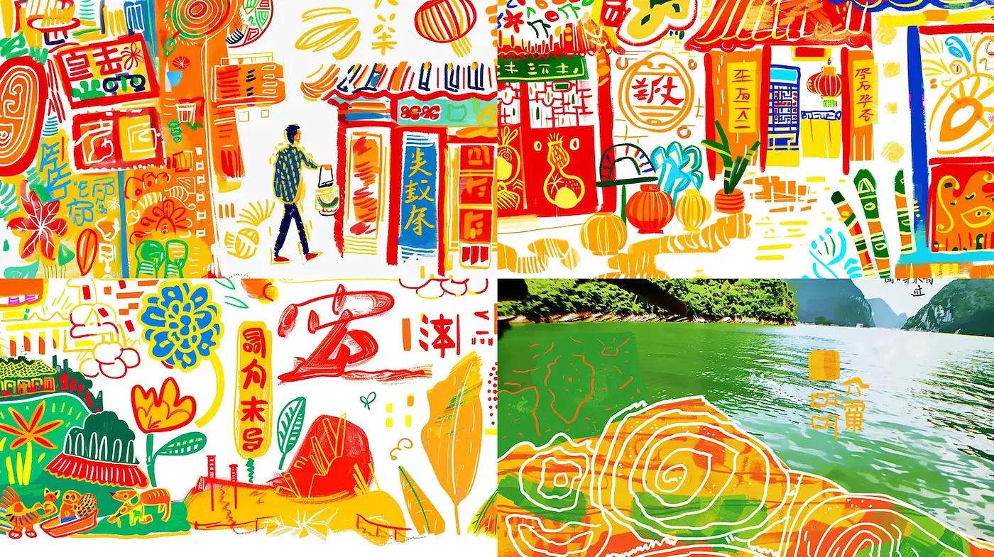 Vibrant and Whimsical Illustrative Style with Cultural Elements - Midjourney sref style