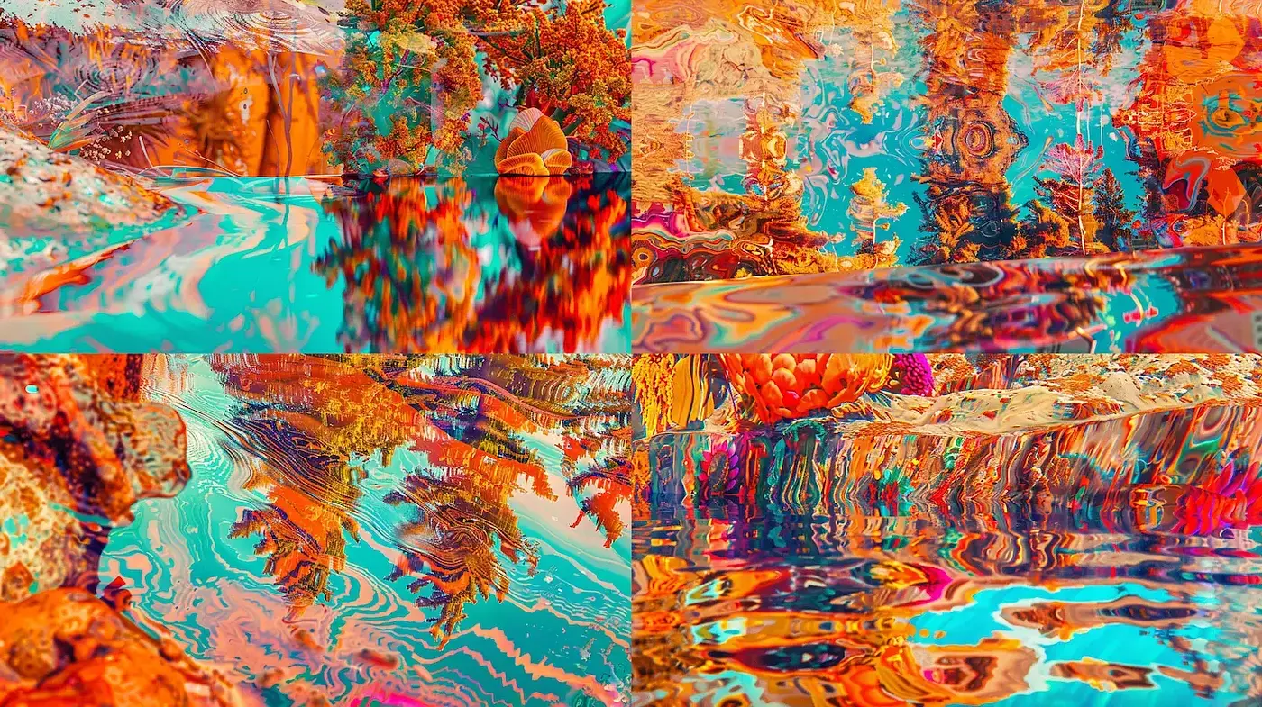 Vibrant and Dreamlike Abstract Landscapes with Surreal Touches - Midjourney sref style