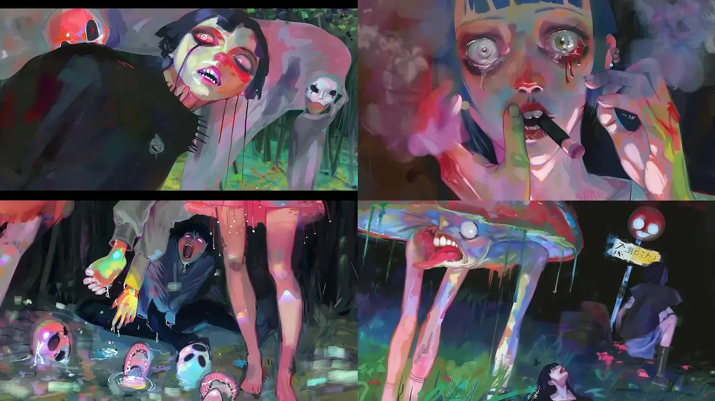 Surreal and expressive digital art with striking emotional depth - Midjourney sref style