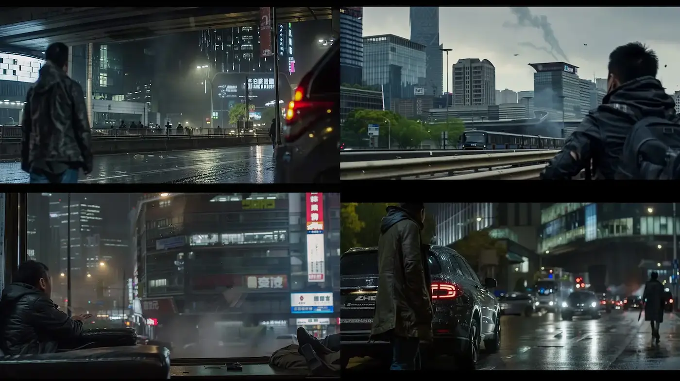 Urban Nightscapes with Atmospheric Depth and Moody Narratives - Midjourney sref style
