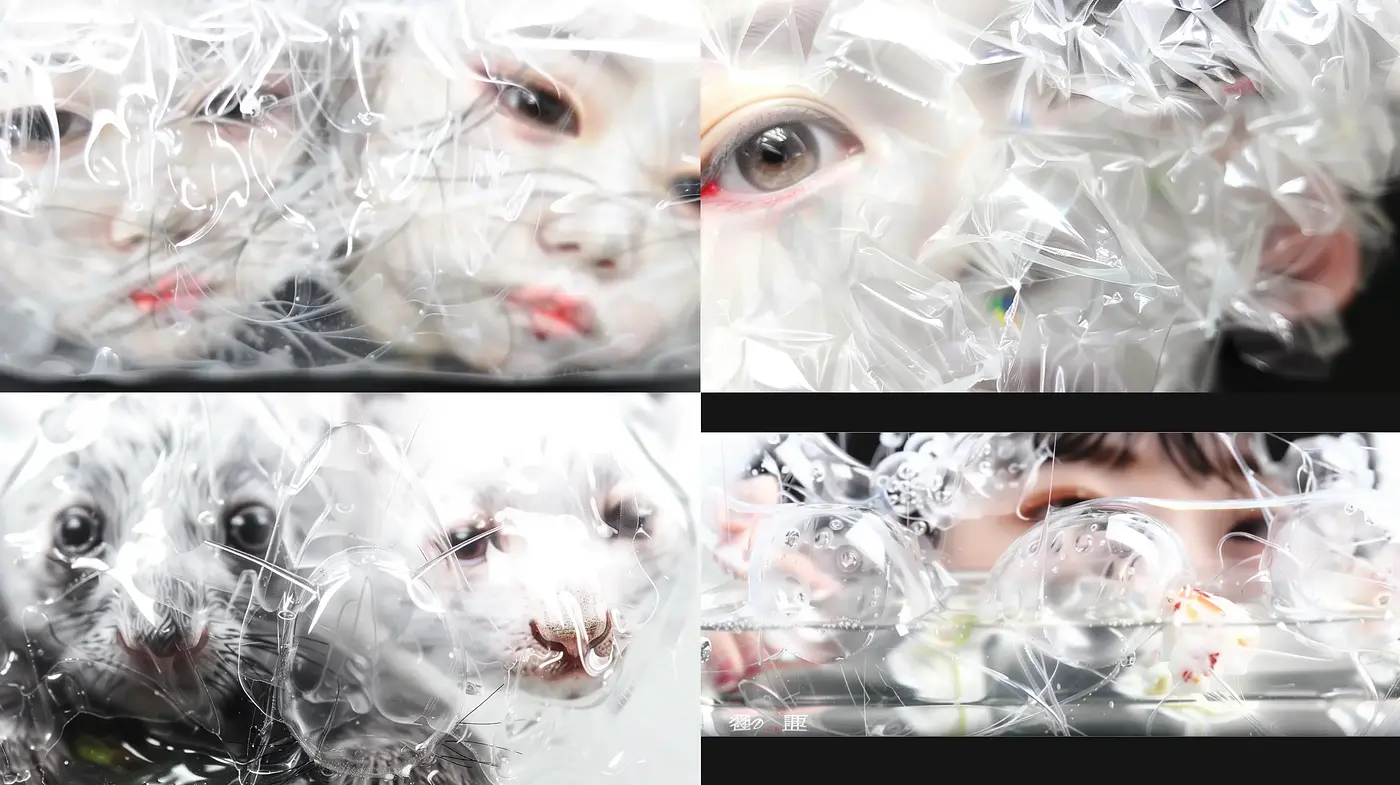 Whimsical Plastic Wrap Fantasia with Photorealistic Overtones - Midjourney sref style