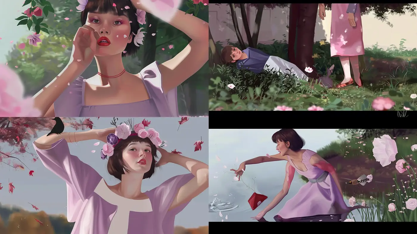 Ethereal Blossom Dreamscapes with Whimsical Elegance - Midjourney sref style