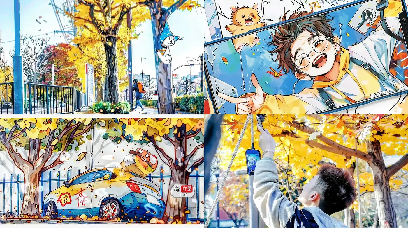 Vibrant Illustrative Art with a Playful Autumn Atmosphere - Midjourney sref style