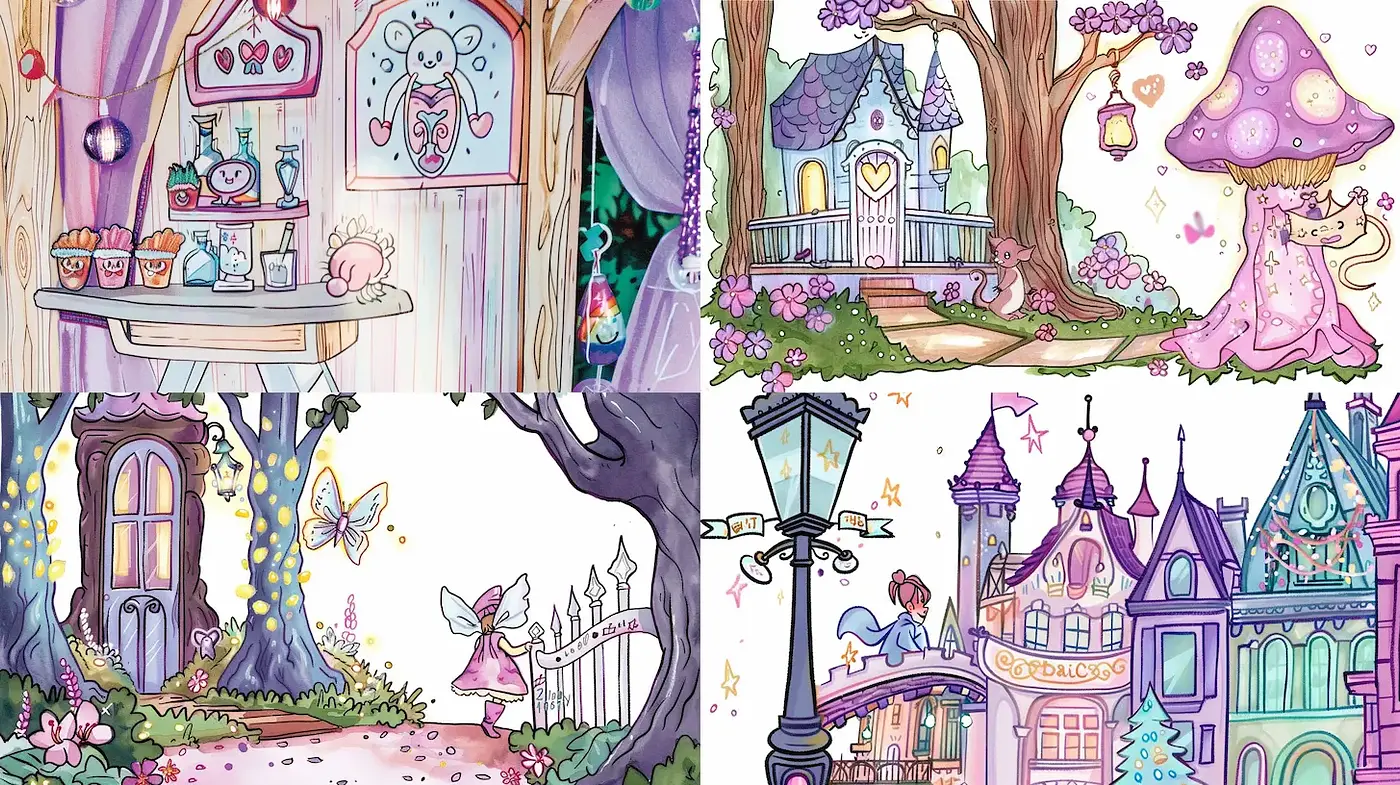 Whimsical and Enchanting Fairy Tale Aesthetic with Consistent Motifs - Midjourney sref style
