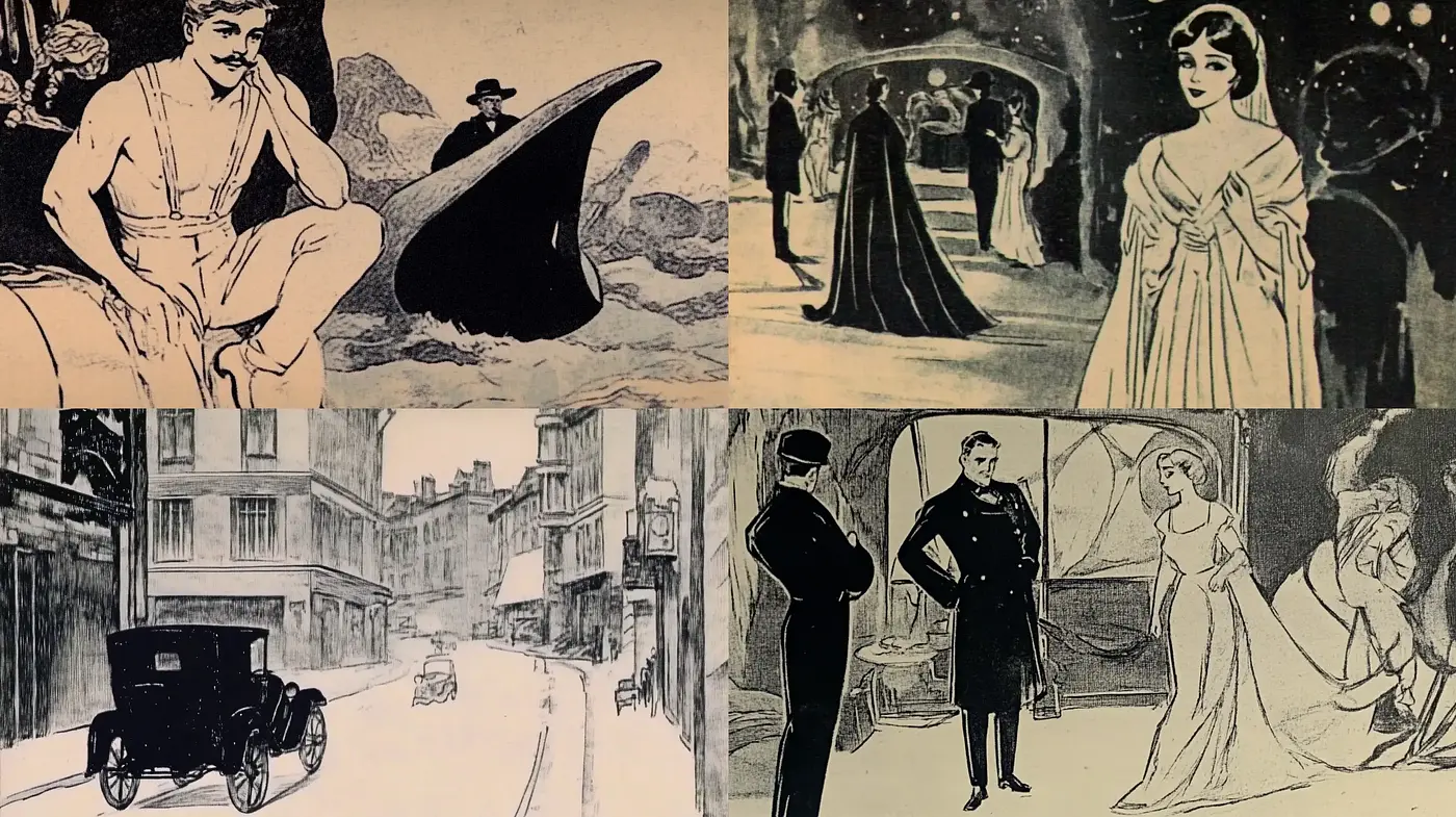 Enigmatic Echoes of Early 20th-Century Illustration - Midjourney sref style