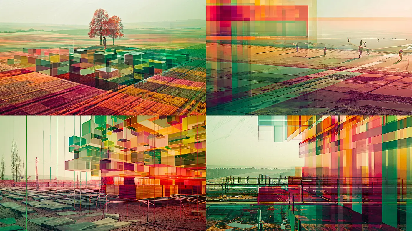 Futuristic Geometric Fusion: A Vibrant Blend of Digital Precision and Abstract Tones - Midjourney sref style