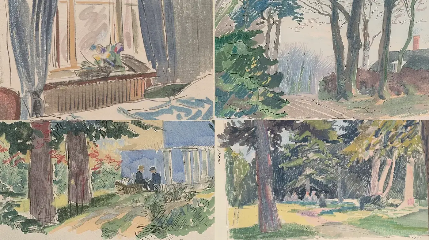 Captivating Impressionistic Watercolor Scenes with Subtle Nature Elements - Midjourney sref style