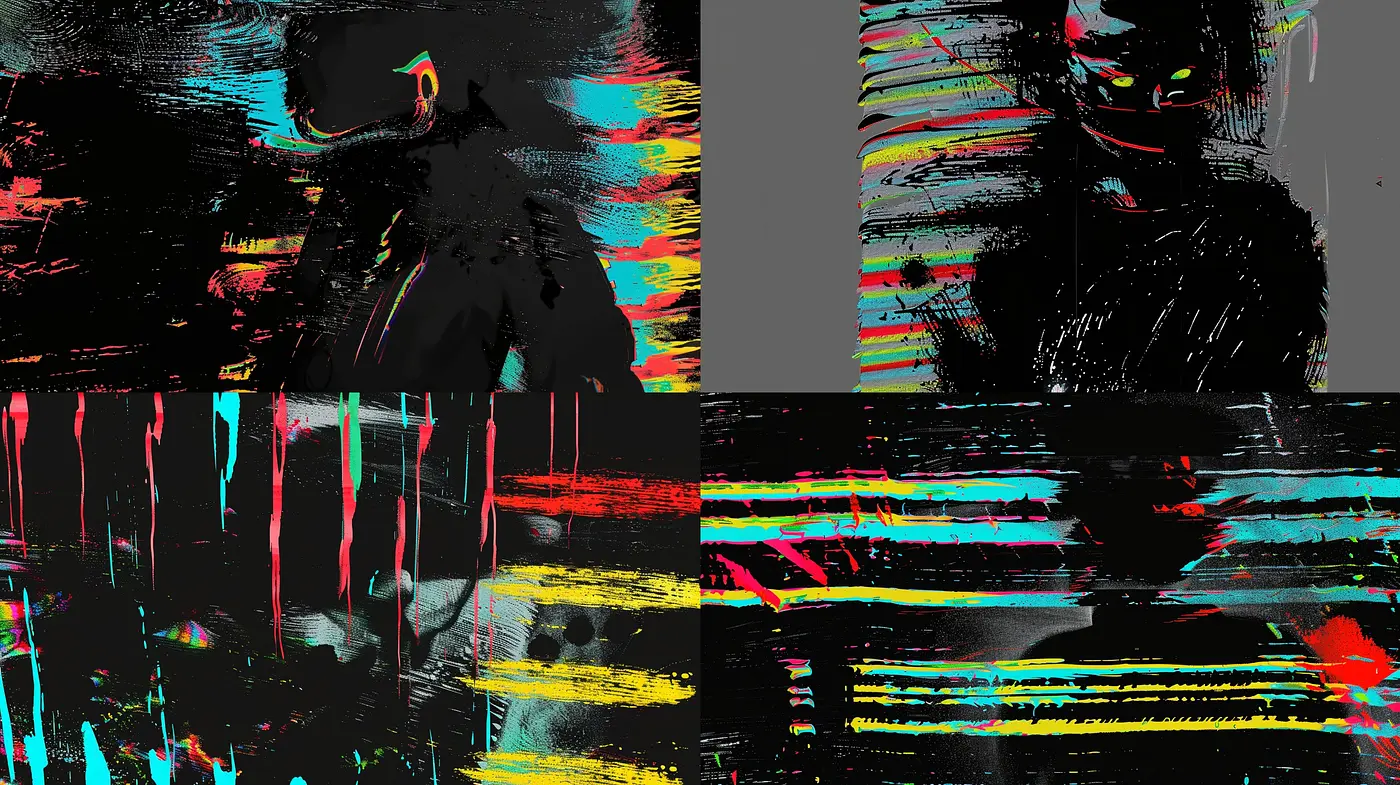 Abstract Chromatic Vibrance: A Study in Digital Textural Synthesis - Midjourney sref style
