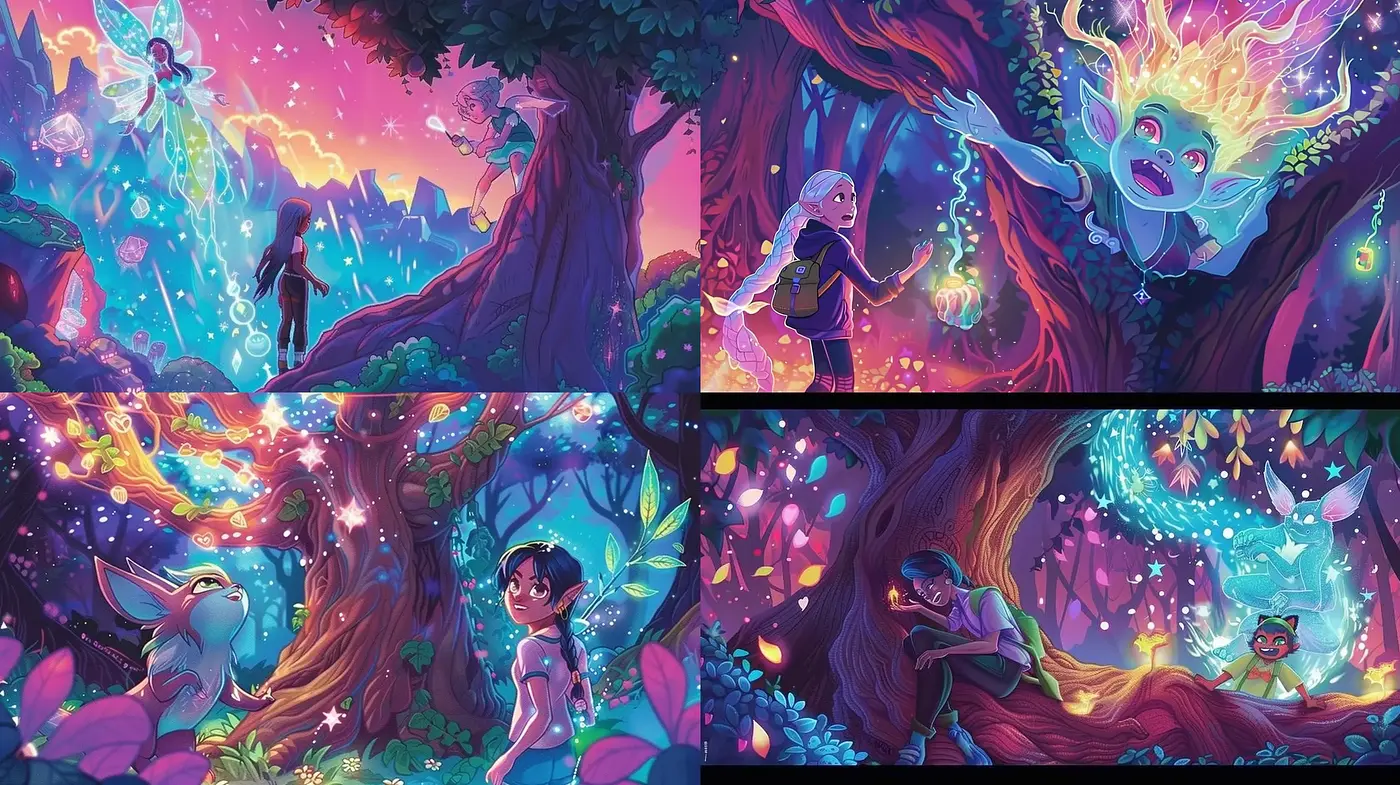 Enchanted Twilight: A Fantastical Journey through Dreamlike Woodlands - Midjourney sref style