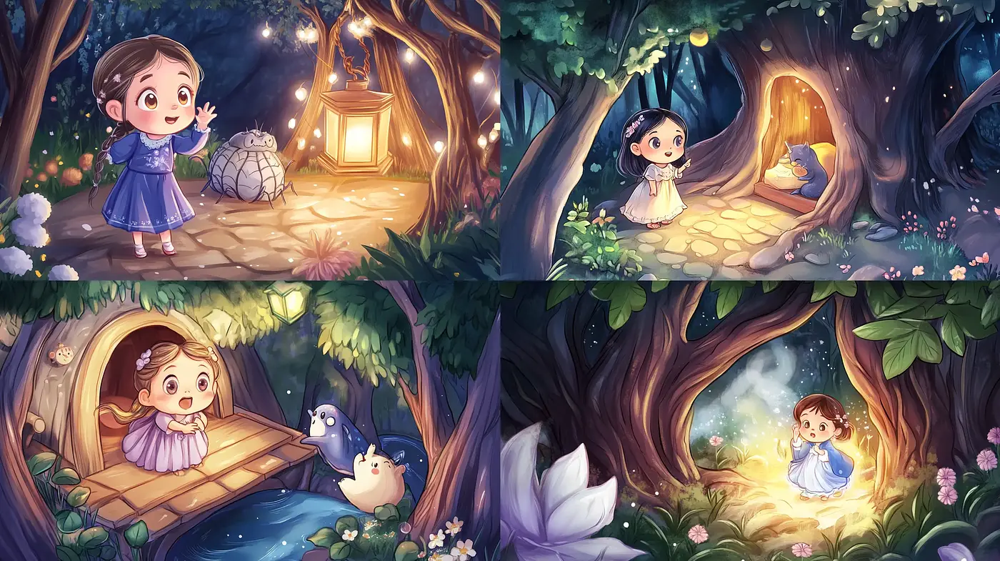 Enchanted Twilight Forest: A Whimsical Digital Art Style - Midjourney sref style