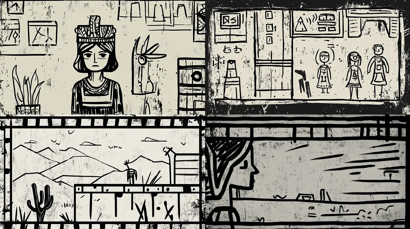 Monochromatic Graphic Novel Illustration Essence - Midjourney sref style