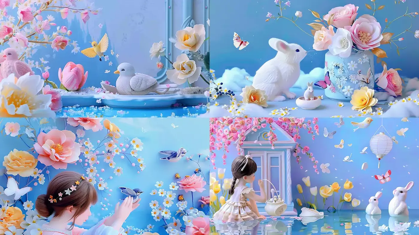 Whimsical and Dreamy Pastoral Scenes with Soft Textures - Midjourney sref style