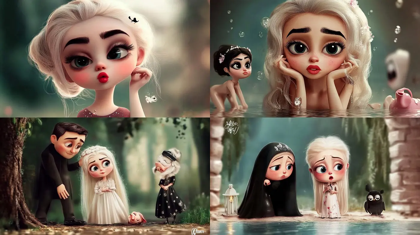 Charming Whimsical Illustrations with a Touch of Melancholy - Midjourney sref style