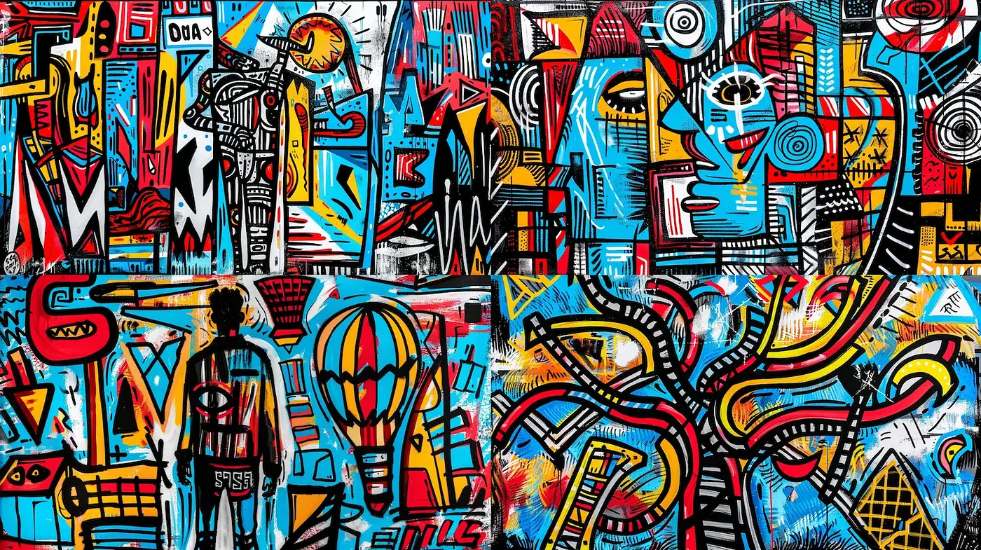 Vibrant Abstract Expressionism Inspired by Urban Art and Graffiti - Midjourney sref style