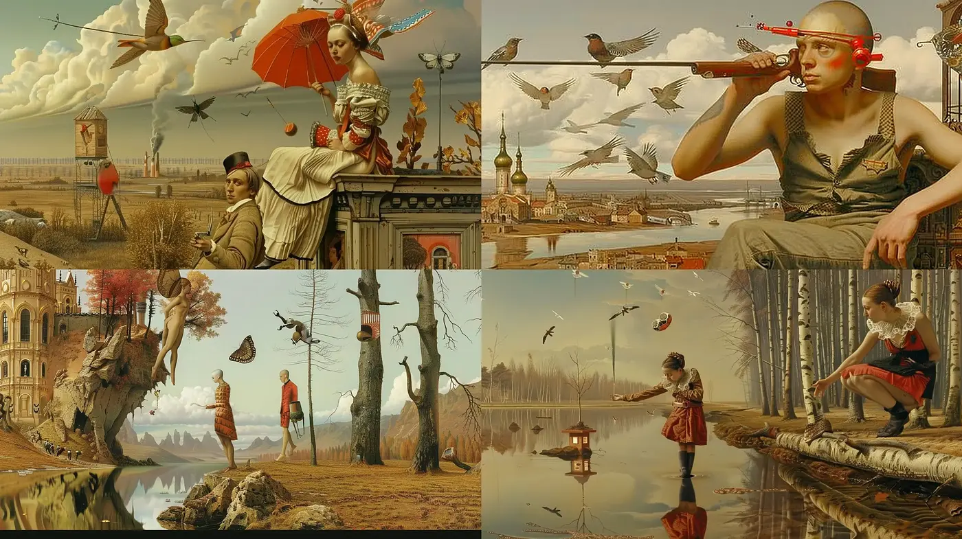 Surreal Visions of an Alternate Classical Reality - Midjourney sref style