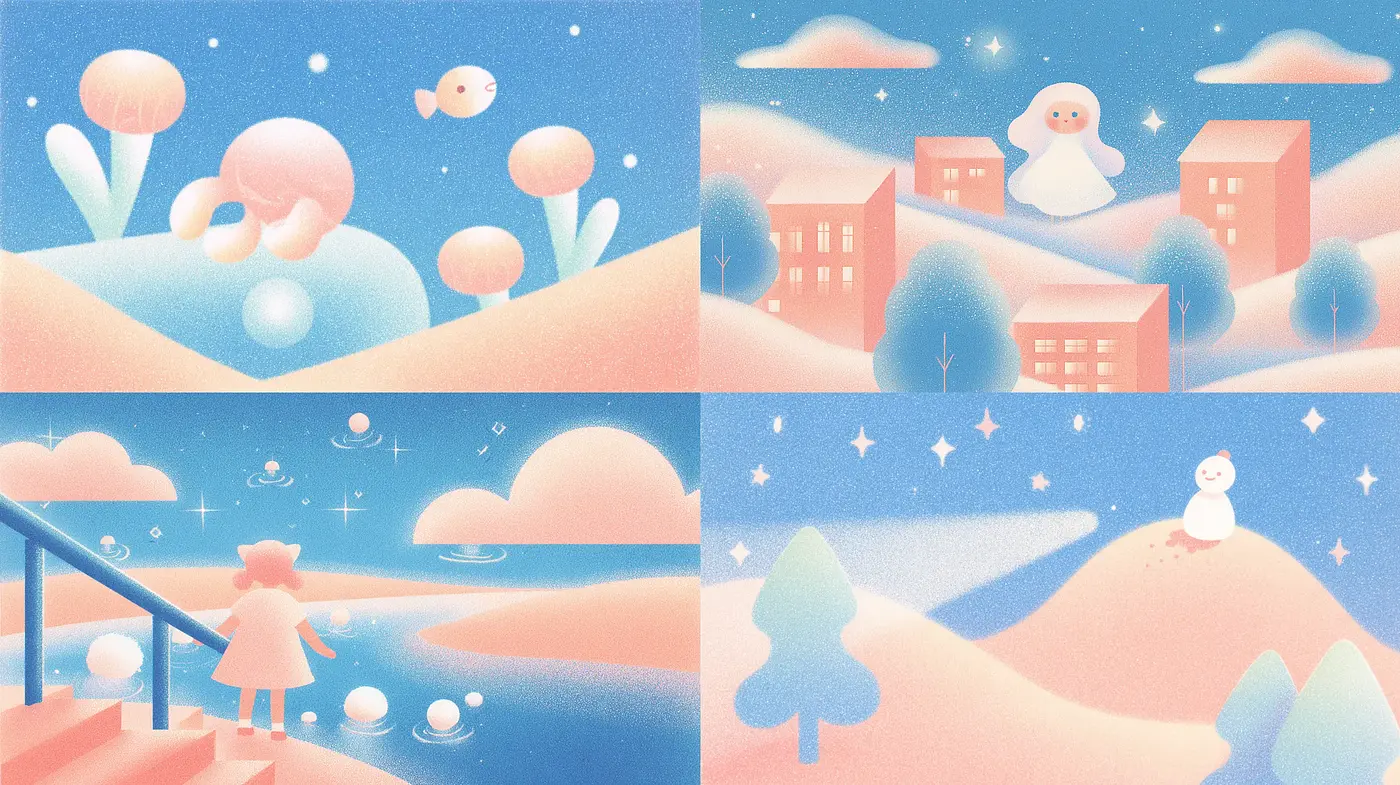 Playful and Dreamy Aesthetic with Soft Textures - Midjourney sref style