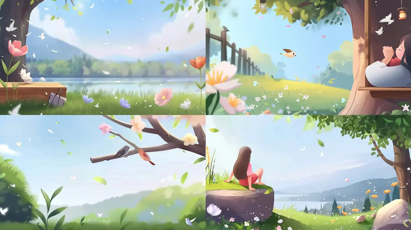 Serene Pastoral Vistas with a Warm Dreamlike Ambience - Midjourney sref style