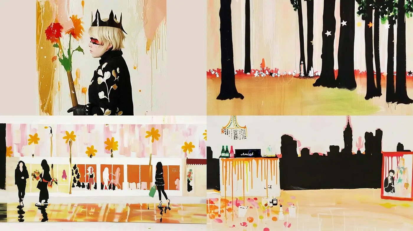 Contemporary Abstract Expressionist Fusion with Pop Art Undertones - Midjourney sref style
