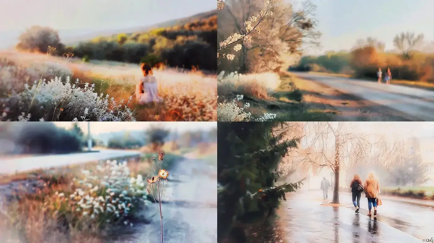Dreamy and ethereal landscape with soft focus - Midjourney sref style