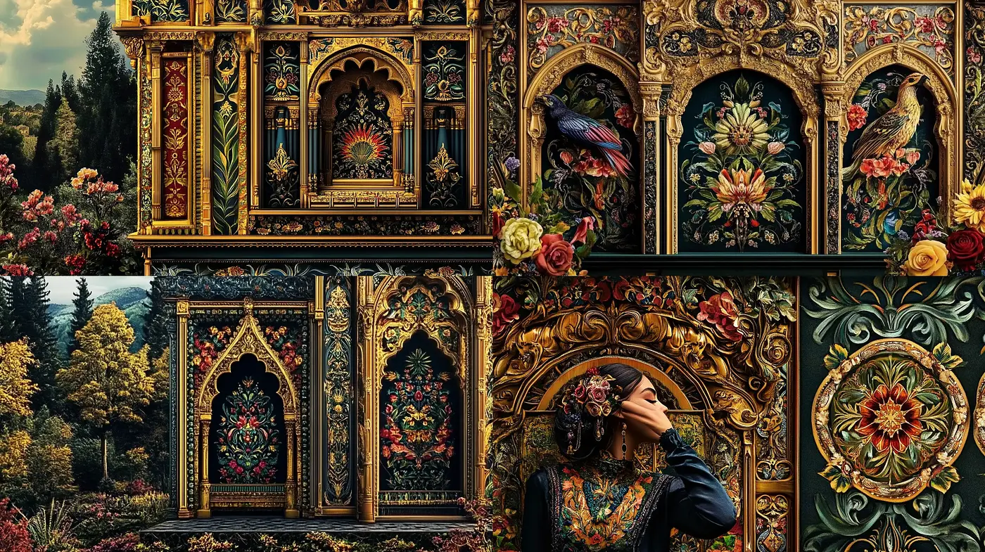 Ornate Renaissance Revival with Lush Nature - Midjourney sref style