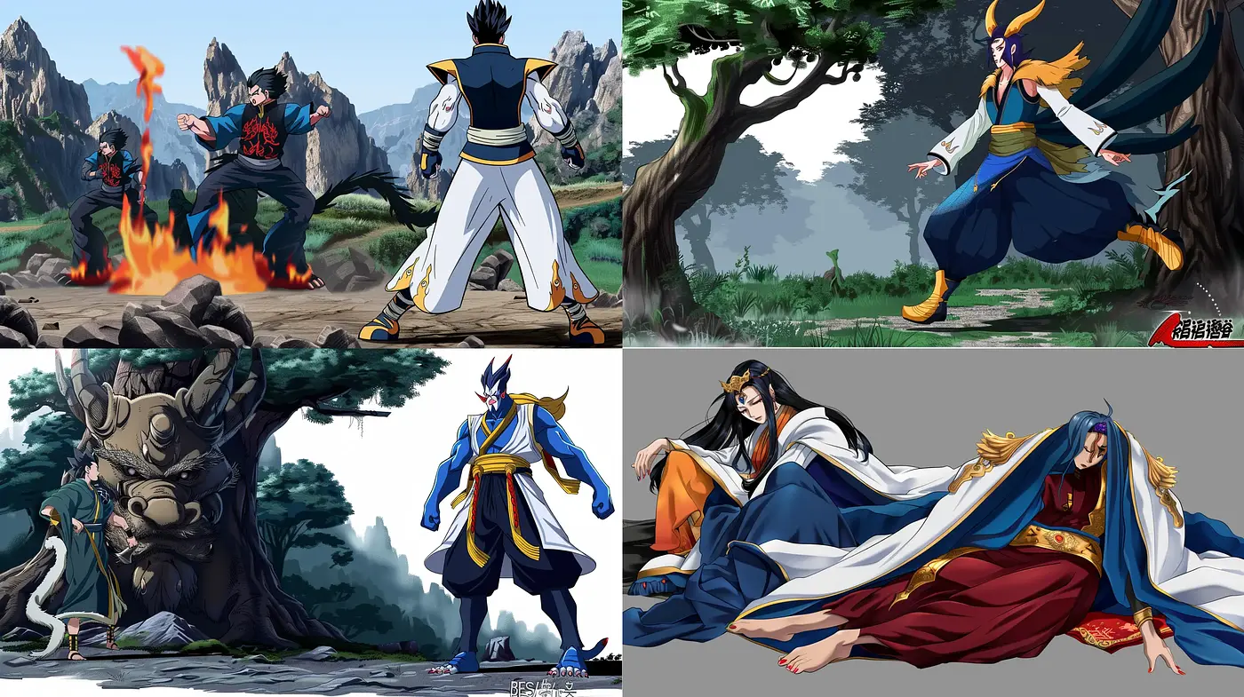 Dynamic Anime-Inspired Action with a Vivid and Expressive Color Palette - Midjourney sref style