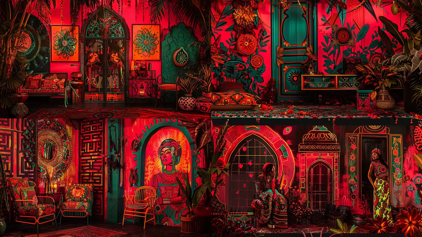 Surreal Botanical Nocturne in Vivid Chromatics - Midjourney sref style
