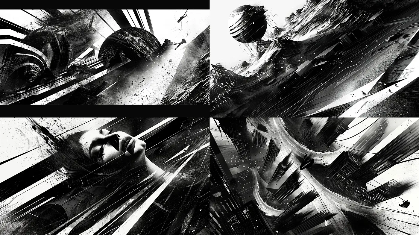Monochromatic Vortex of Abstract Expressionism - Midjourney sref style