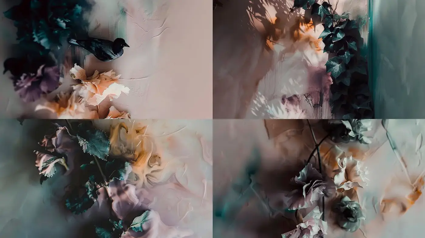 Ethereal Floral Composition with Subtle Natural Elements - Midjourney sref style