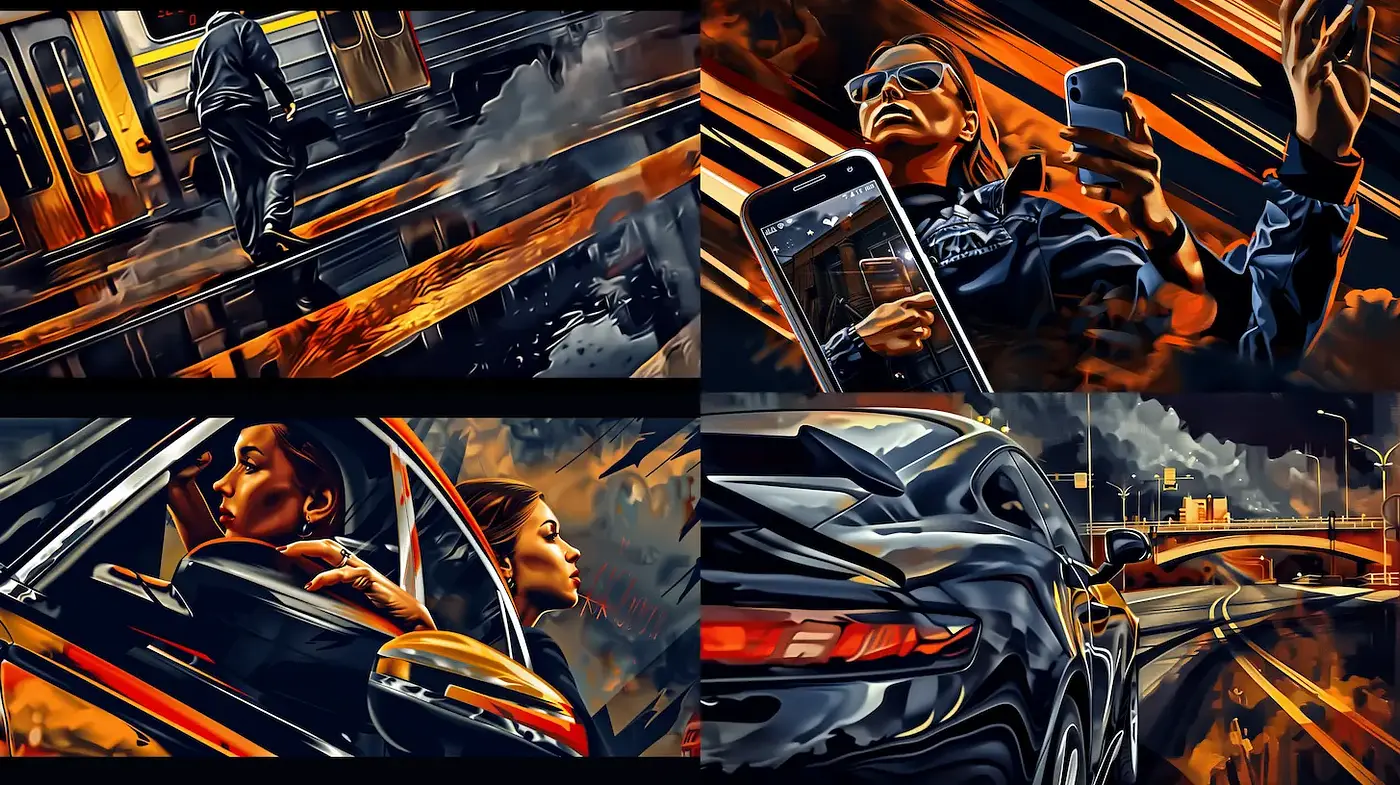 Dynamic Urban Expressionism with a Touch of Cinematic Realism - Midjourney sref style