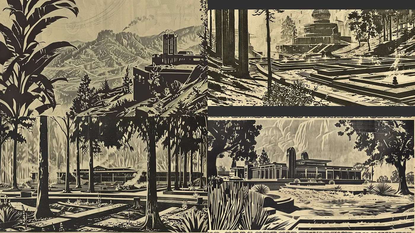 Monochromatic Retro-Futurism: A Homage to Nostalgic Visions in High Contrast - Midjourney sref style