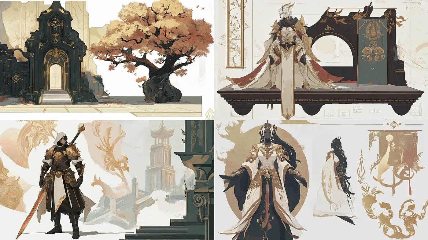 Ethereal Fantasy Tapestry with Pastel Nuances and Ornate Detailing - Midjourney sref style