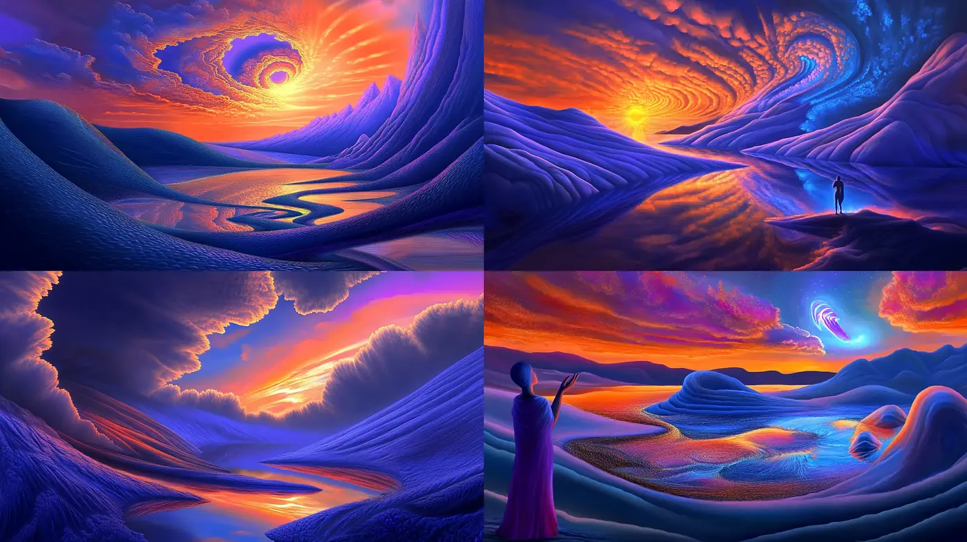 Dreamlike Surreal Vistas with Radiant Twilight Hues - Midjourney sref style