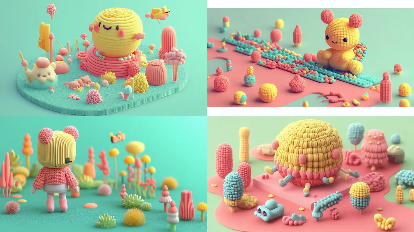 Surreal Pastel Dreamscape with Textured Whimsy - Midjourney sref style