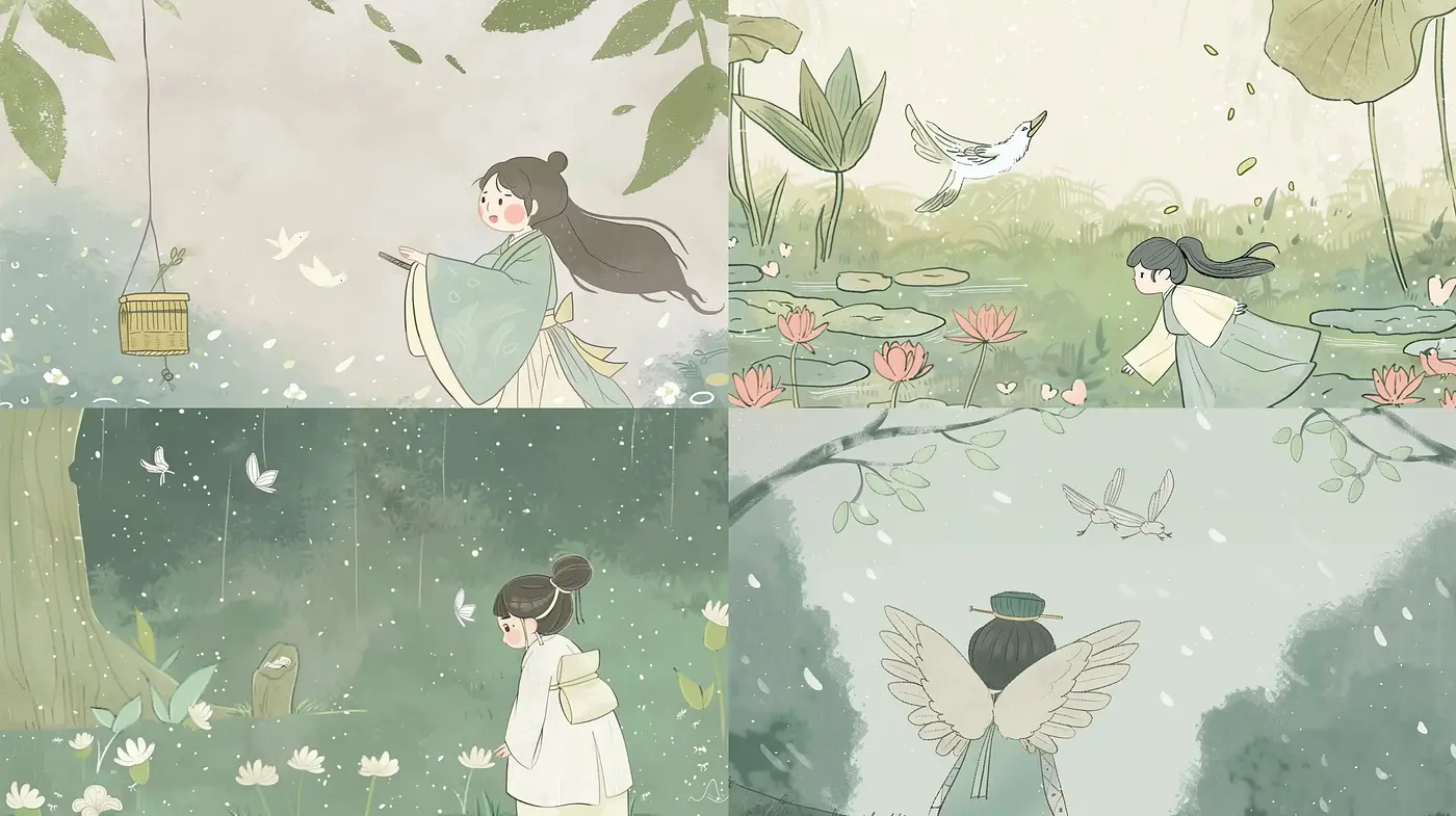 Ethereal Tranquility: A Harmonious Blend of East Asian Watercolor and Contemporary Illustration - Midjourney sref style