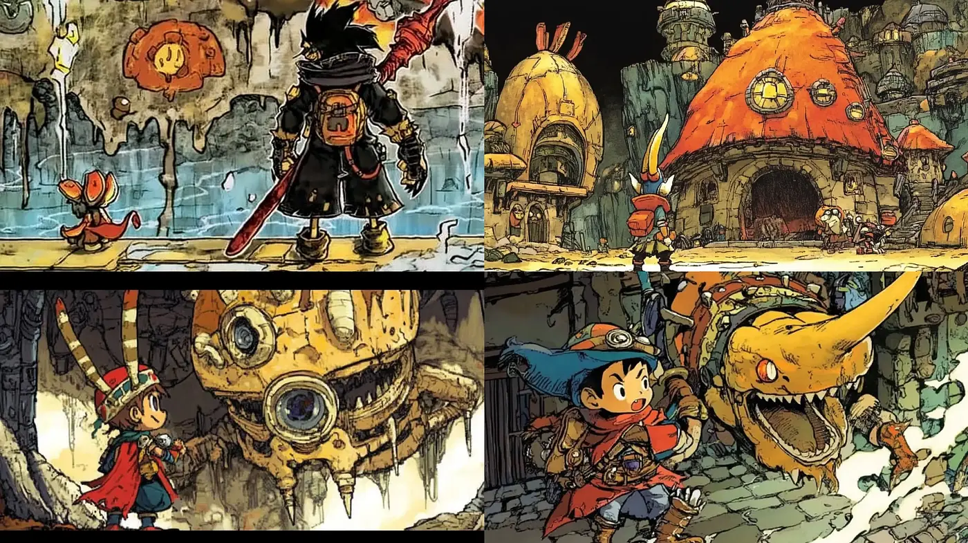Enigmatic Steampunk Fantasia: A Crosshatch of Rustic Mechanical and Organic - Midjourney sref style