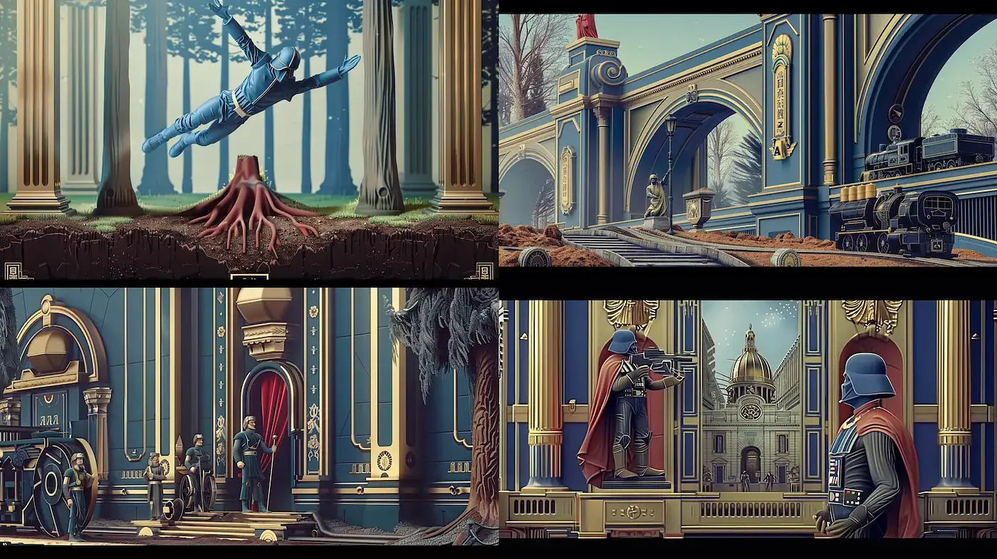 Futuristic and grandiose aesthetic with intricate architectural details - Midjourney sref style