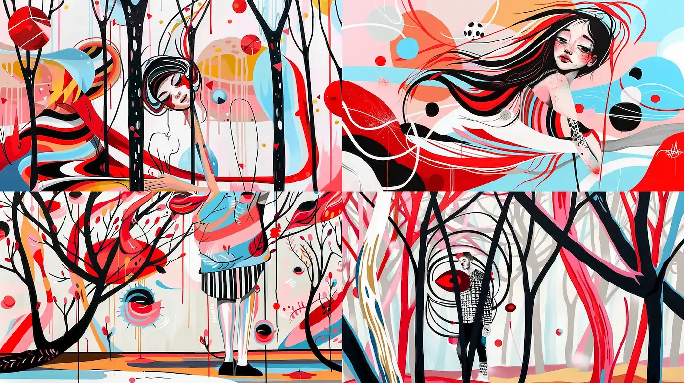 Vibrant and Dynamic Artistry with a Playful Touch - Midjourney sref style