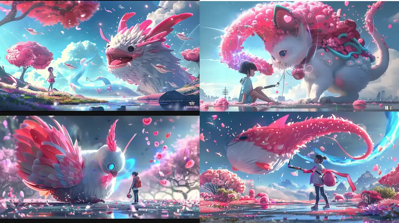 Enchanting, whimsical world with fantastical creatures - Midjourney sref style