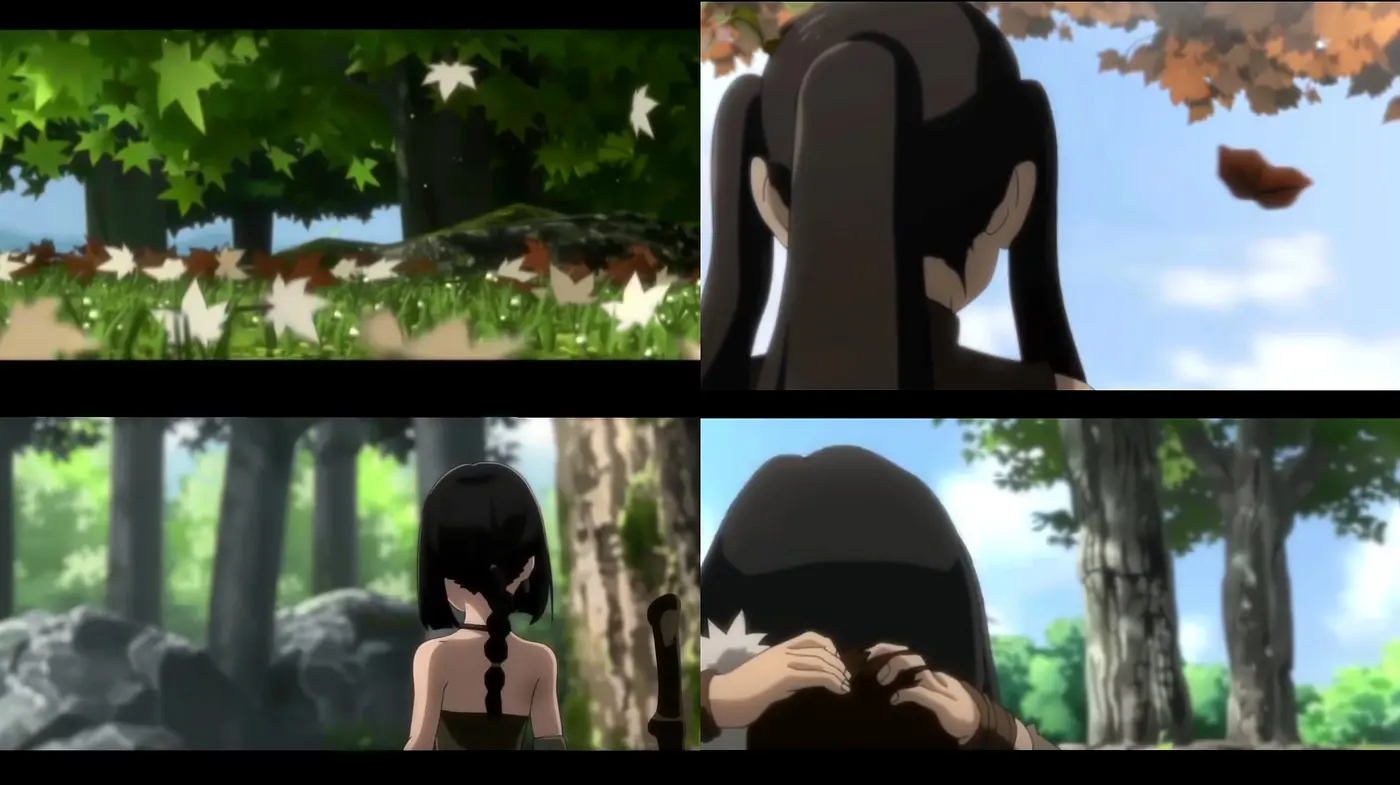 Serene Anime-inspired Forest Tableau with Softened Natural Hues - Midjourney sref style