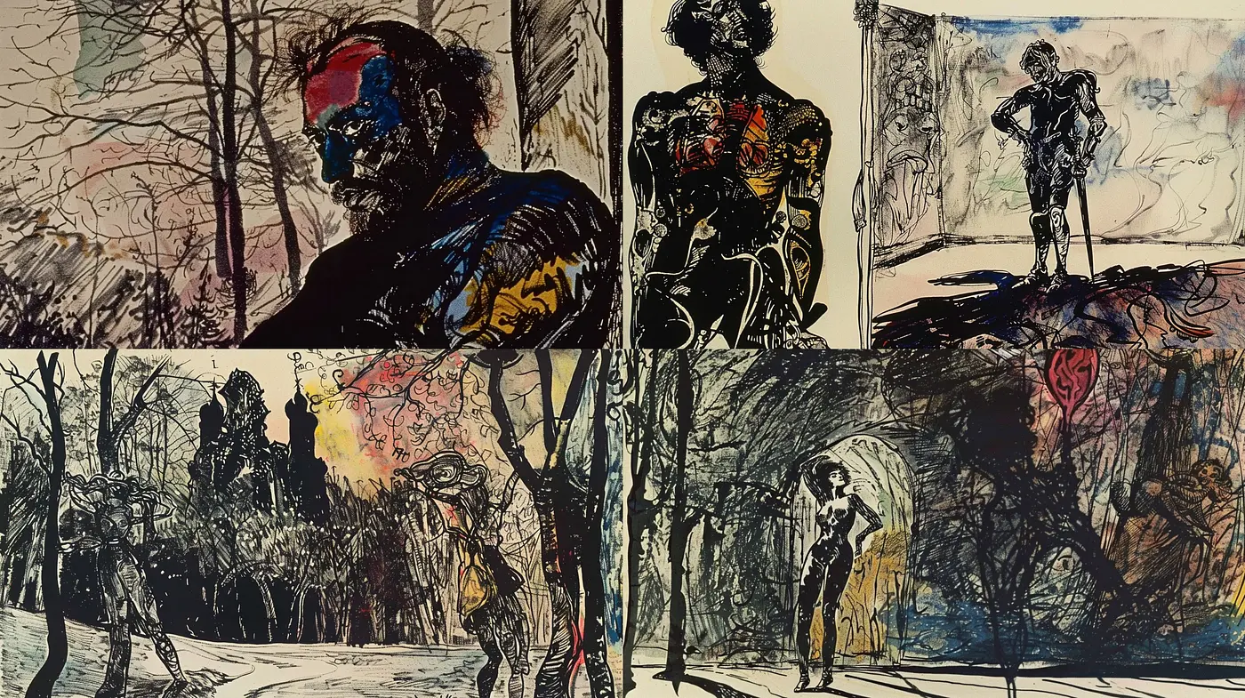 Abstract Expressionist Fusion with Surrealist Overtones - Midjourney sref style